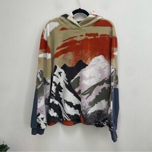 Merrell full-zip fleece hoodie with a mountain pattern men’s  print size large